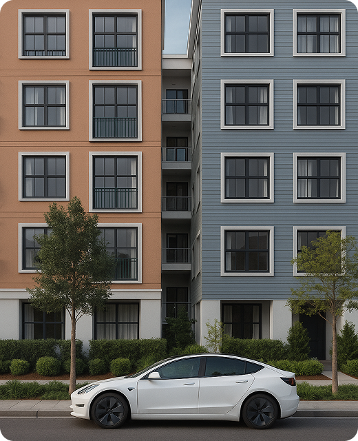 Newly built apartment blocks